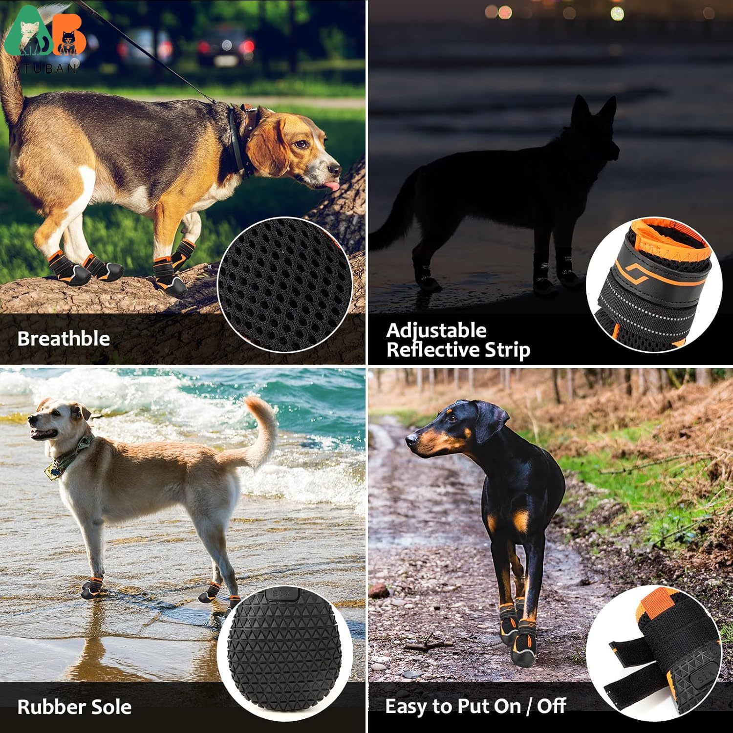 ATUBAN Dog Shoes for Dogs Anti - Dog Booties Paw Protector review and price