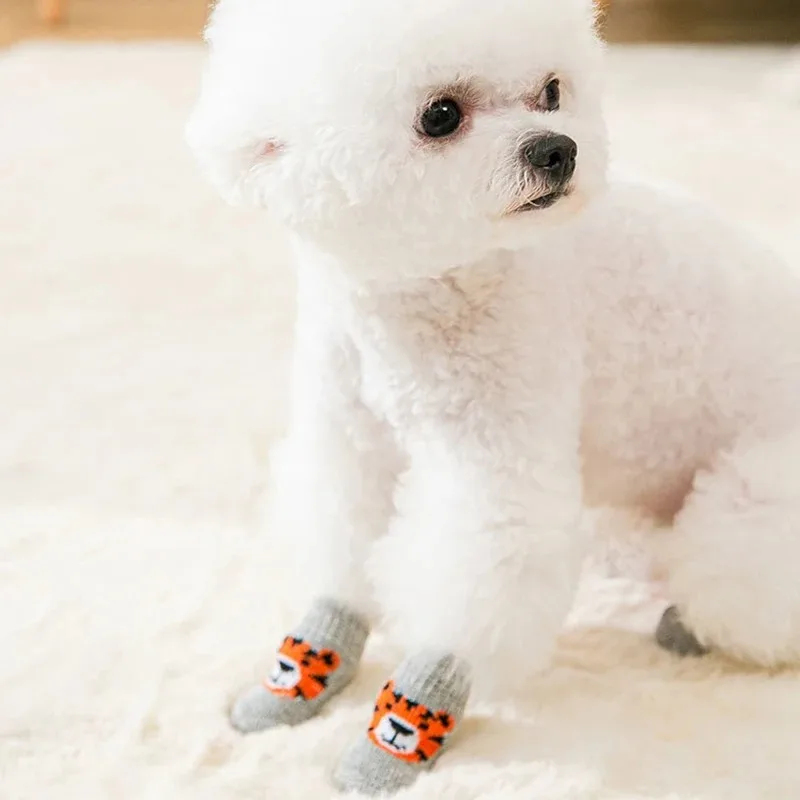 4Pcs Winter Pet Dog Socks Anti - Dog Booties Paw Protector review and price